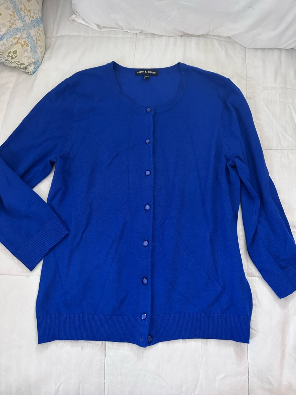 Gorgeous Perfect Condition Cable and Gauge Cobalt Blue Cardigan SzL